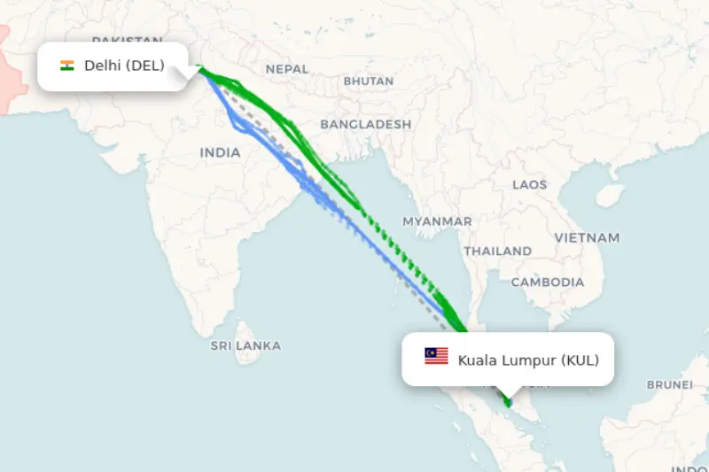flights from delhi to malaysia