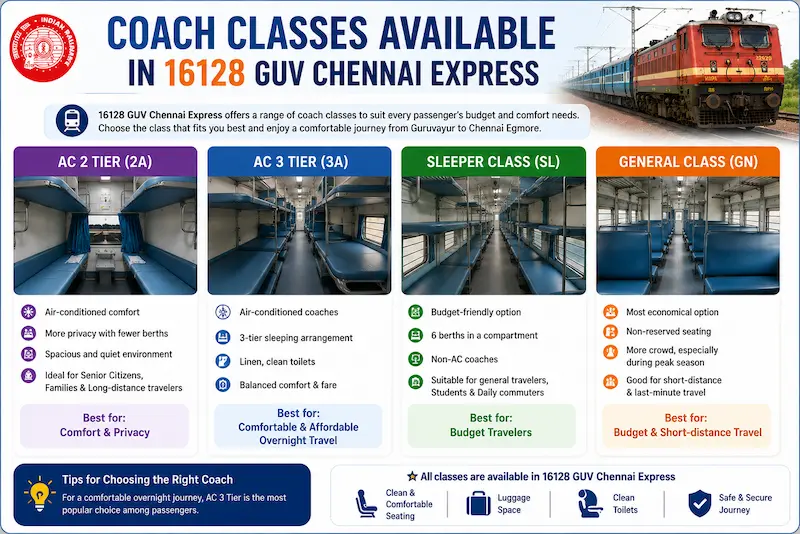 coach classes available in 16128 train